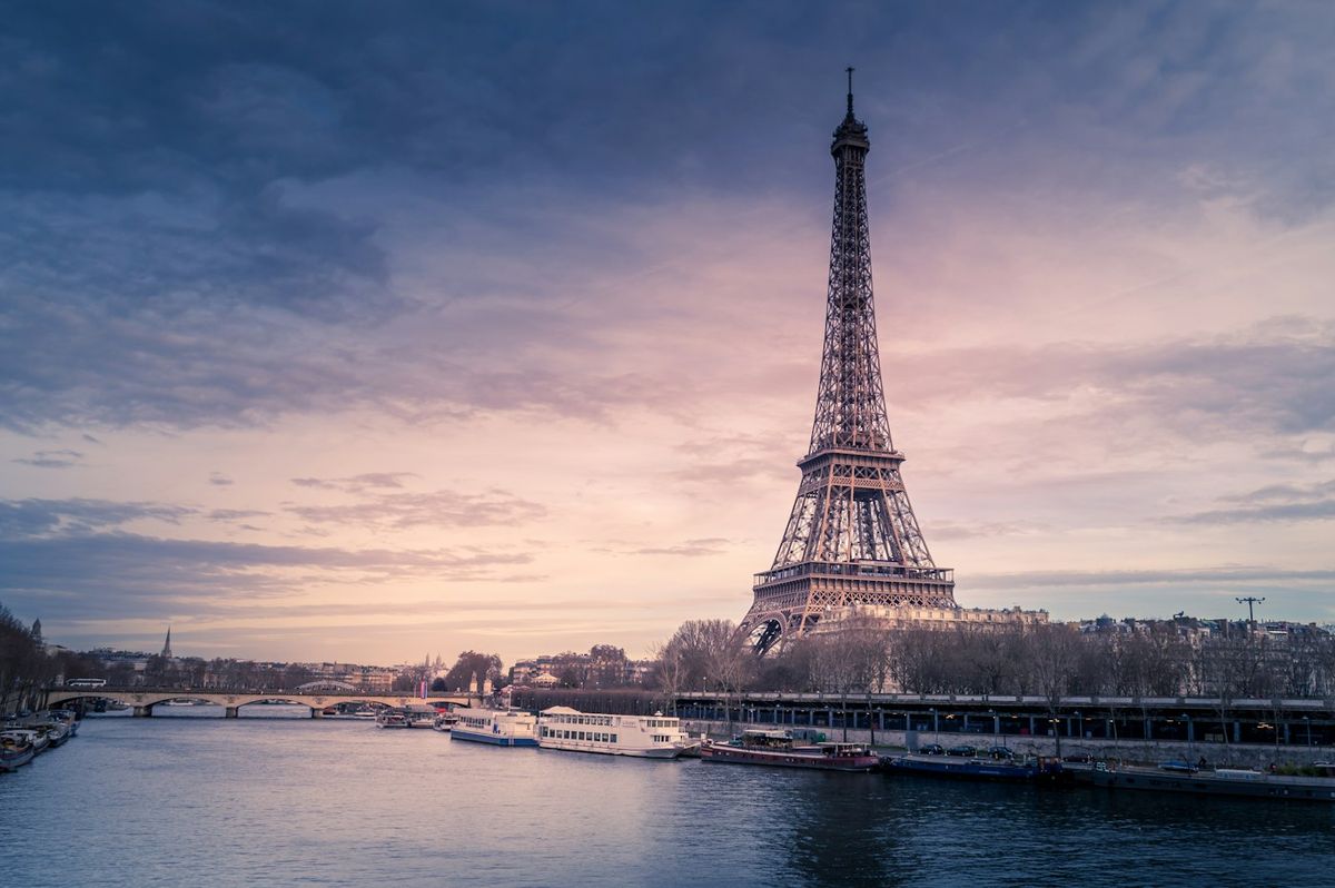 Eiffel Tower in Paris at dusk